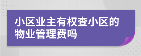 小區(qū)業(yè)主有權(quán)查小區(qū)的物業(yè)管理費(fèi)嗎