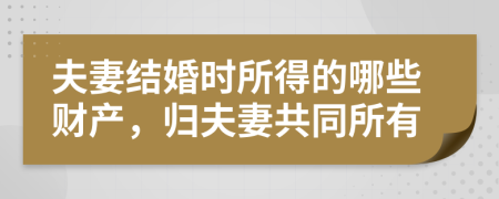 夫妻結婚時所得的哪些財產，歸夫妻共同所有