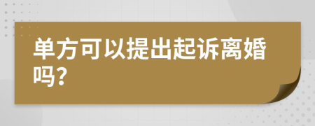 單方可以提出起訴離婚嗎？
