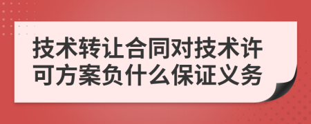 技術(shù)轉(zhuǎn)讓合同對(duì)技術(shù)許可方案負(fù)什么保證義務(wù)