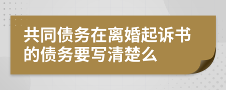 共同債務(wù)在離婚起訴書的債務(wù)要寫清楚么