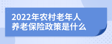 2022年農(nóng)村老年人養(yǎng)老保險政策是什么