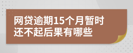 網(wǎng)貸逾期15個(gè)月暫時(shí)還不起后果有哪些