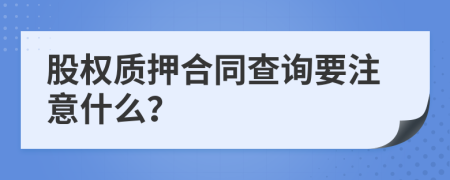 股權(quán)質(zhì)押合同查詢要注意什么？