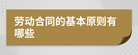 勞動(dòng)合同的基本原則有哪些
