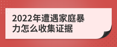 2022年遭遇家庭暴力怎么收集證據(jù)