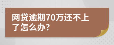 網(wǎng)貸逾期70萬還不上了怎么辦？