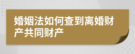 婚姻法如何查到離婚財產(chǎn)共同財產(chǎn)