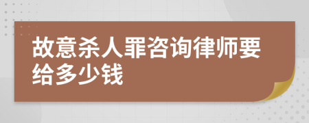 故意殺人罪咨詢律師要給多少錢