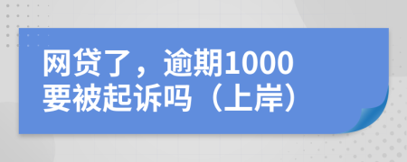 網(wǎng)貸了，逾期1000要被起訴嗎（上岸）