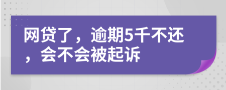 網(wǎng)貸了，逾期5千不還，會不會被起訴
