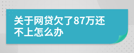 關(guān)于網(wǎng)貸欠了87萬還不上怎么辦