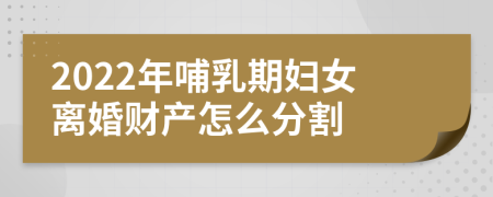 2022年哺乳期婦女離婚財(cái)產(chǎn)怎么分割