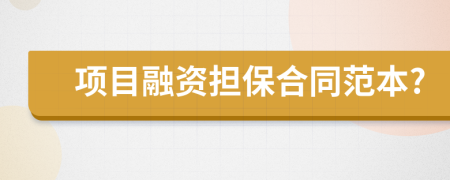 項目融資擔保合同范本?
