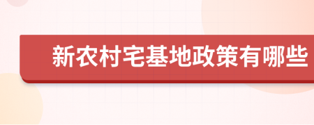 新農(nóng)村宅基地政策有哪些