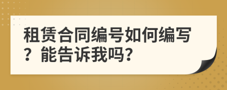 租賃合同編號如何編寫？能告訴我嗎？