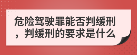 危險駕駛罪能否判緩刑，判緩刑的要求是什么