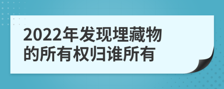 2022年發(fā)現(xiàn)埋藏物的所有權歸誰所有