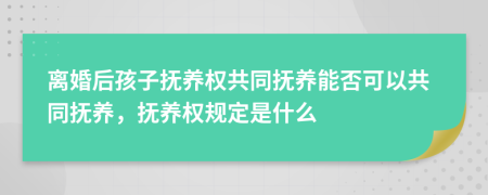 離婚后孩子撫養(yǎng)權(quán)共同撫養(yǎng)能否可以共同撫養(yǎng)，撫養(yǎng)權(quán)規(guī)定是什么