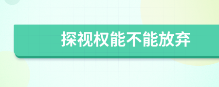 探視權(quán)能不能放棄
