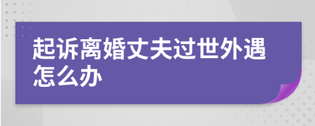 起訴離婚丈夫過世外遇怎么辦