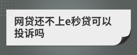網(wǎng)貸還不上e秒貸可以投訴嗎