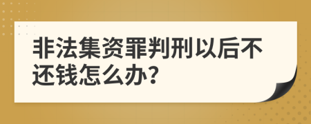 非法集資罪判刑以后不還錢怎么辦？