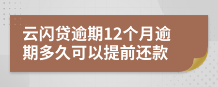 云閃貸逾期12個(gè)月逾期多久可以提前還款