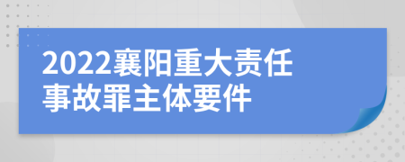 2022襄陽重大責任事故罪主體要件