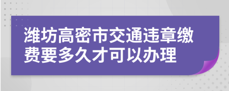 濰坊高密市交通違章繳費要多久才可以辦理