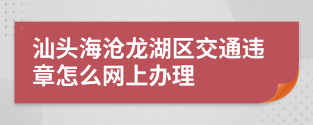 汕頭海滄龍湖區(qū)交通違章怎么網(wǎng)上辦理