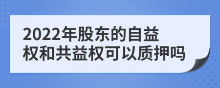 2022年股東的自益權(quán)和共益權(quán)可以質(zhì)押嗎