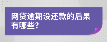 網(wǎng)貸逾期沒還款的后果有哪些？