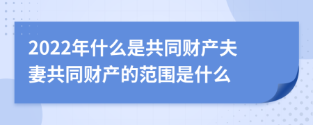 2022年什么是共同財產(chǎn)夫妻共同財產(chǎn)的范圍是什么