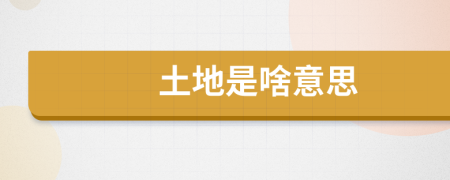 土地是啥意思