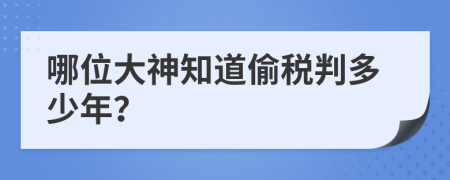 哪位大神知道偷稅判多少年？