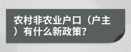 農(nóng)村非農(nóng)業(yè)戶口（戶主）有什么新政策？