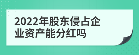 2022年股東侵占企業(yè)資產(chǎn)能分紅嗎