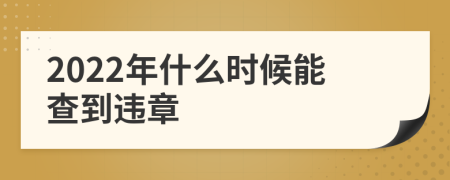 2022年什么時候能查到違章