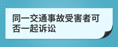 同一交通事故受害者可否一起訴訟
