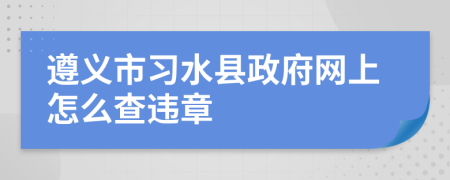 遵義市習(xí)水縣政府網(wǎng)上怎么查違章