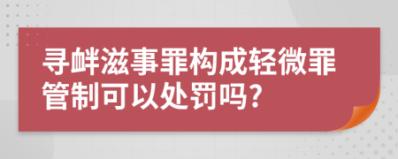 尋釁滋事罪構(gòu)成輕微罪管制可以處罰嗎?