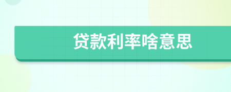 貸款利率啥意思
