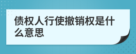 債權(quán)人行使撤銷權(quán)是什么意思