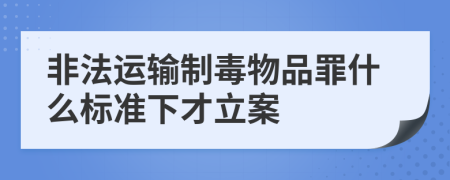 非法運輸制毒物品罪什么標準下才立案
