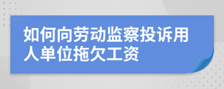 如何向勞動監(jiān)察投訴用人單位拖欠工資