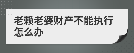 老賴老婆財產(chǎn)不能執(zhí)行怎么辦
