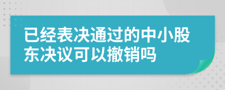 已經(jīng)表決通過(guò)的中小股東決議可以撤銷嗎