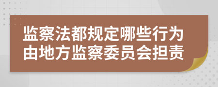 監(jiān)察法都規(guī)定哪些行為由地方監(jiān)察委員會(huì)擔(dān)責(zé)