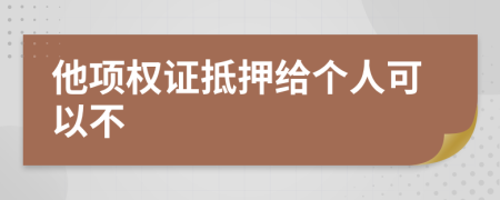 他項(xiàng)權(quán)證抵押給個人可以不